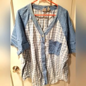 Midwest Traders Short Sleeve Checkered Jean Shirt